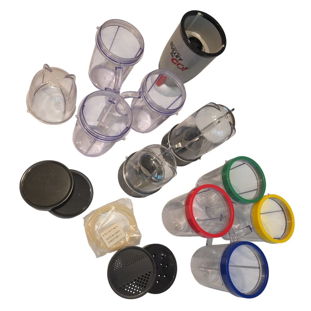 Magic Bullet To Go Blender Lot - Cups Blades Lids Motor Base AS-IS For Parts